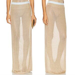 Muma World Long Maxi Skirt in Netted Cream Knit Crochet Sheer Medium M